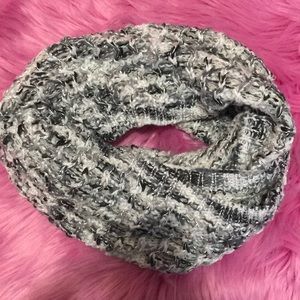 Gray knit infinity scarf